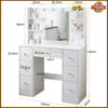 Modern Dressing Table Dimmable LED Mirror Makeup Desk with Drawers Vanity Table