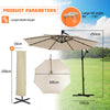 3m Banana Garden Parasol Sun Shade Patio Hanging Umbrella Cantilever 32 LED