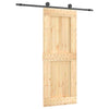 Sliding Door with Hardware Set 80x210 Solid Wood Pine I0R7
