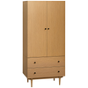 Modern Wardrobe with 2 Drawers, Hanging Rail, Clothes Organizer for Bedroom