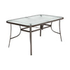1.5m Brown Garden Table Rectangle Tempered Glass Yard Dining Table Umbrella Hole