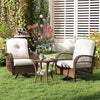 3 Pcs Patio Rattan Bistro Set 360° Swivel Outdoor Rocking Chairs-White