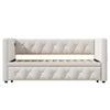Daybed Velvet Upholstered Bed Single Bed Guest Bed Sofa Bed with Trundle Beige