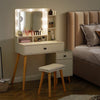 Mirrored Dressing Table With LED Bulbs Makeup Desk Vanity Set Cabinet Removable