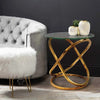 Gold Round Side Table for Living Room Tempered Glass Top Sofa Table Metal Base