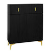 Shoe Storage Cabinets with Drawers, Shoe Bench and Coat Rack Wardrobe Set Black