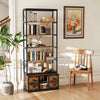 Heavy-duty Metal Frame 8-tier Bookshelf with Storage-Brown