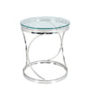 Modern Clear Glass Coffee Table Round Side End Table Desk with Chrome Stand Base