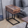 C-Shaped Sofa Side Table Vintage Coffee Snack Table Laptop Stand Drawer Bed End