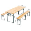 3Pcs Garden Table & Bench Set Outdoor Wooden Folding Trestle Patio Beer Dining