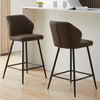 Set of 2 Bar Stools Faux Leather Seat Counter Stools Back Bar Stools