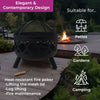 Neo Black Outdoor Heater Fire Pit Bowl Garden Patio Grate Lid Poker BBQ