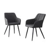 Set of 2 Grey Faux Leather Dining Chairs Kitchen Restaurant Modern Armchairs
