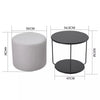 Sofa Side End Table with Stool Nested Pouffe Footstool Chair Round Coffee Table