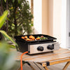 Gas Plancha BBQ Grill with 2 Stainless Steel Burner Hot Plate Portable Cooking