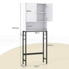 Over The Toilet Storage Cabinet Free Standing Toilet Rack w/ Doors White
