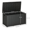 336L Garden Storage Box, Outdoor Furniture Organizer with Wheels Handle Black
