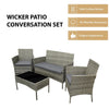4Piece Rattan Garden Furniture Set Outdoor Lounger Sofa Chair Table Cushion Grey