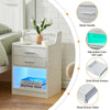 White LED Bedside Cabinet Table Side Table Display Drawers Shelf Storage Socket