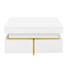 Modern High Gloss White Side Coffee Table with 2 Storage Drawers for Living Room