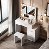 Modern Dressing Table Large Vanity Set with LED Mirror Cabinet Stool Drawers UK