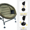 Moon Chair Folding Wide Round Fishing Chair Padded Adjustable Legs Dark Green
