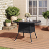 Outdoor Garden Dining Table Black/Brown Poly Rattan and Glass Home Furniture