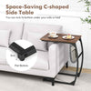 Heavy-duty Metal Frame End Table Rustic Bedside Storage Table Snack Table