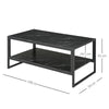 Two-Tier Marble Effect Coffee Table with Metal Frame Living Room Table Black
