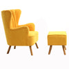 Velvet Scalloped Armchair High Wing Back Chair Footstool Ottoman Stool Fireside