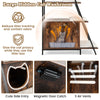 Indoor Tall Pet House Corner Shelf Large Cat Litter Box Enclosure-Coffee