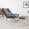 Fabric Lounge Chair with Footstool Modern Upholstered Recliner Accent Armchair