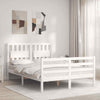 Gecheer Bed Frame with Headboard White 140x190 Solid Wood Bed Frame Q4Z9