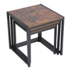 Stackable 3pcs Retro Nest of Tables Nesting Side End Table Living Room Furniture