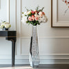 XL Floor Vase Sparkle Diamond Crushed Silver Mirrored Vase Bevelled Border Base