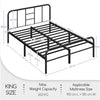 4ft6 Double Bed, Strong Metal-Framed Bed with Headboard, Black Iron Bed Frame
