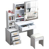 White Dressing Table With Drawers Mirror Stool Set Makeup Desk Vanity Svraripwlg