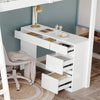 Single Pine Wood Loft Bed Frame High Sleeper Bunk Bed Cabin Bed with Study Desk