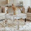 31.5in Large Round Mirrored Coffee Table with Crystal Edge Frame for Livingroom