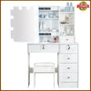 Vanity Dressing Table Set w/ 10 LED Sliding Mirror 6 Drawers Makeup Desk Bedroom