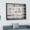 Wooden Wall Display Cabinet Storage Shelf Wall Mounted Glass Case Collectors Box
