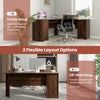 Home Office Study Workstation L-Shaped Corner Computer Desk w/ Cabinet Brown