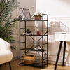 2/3/4/5 Shelf Metal Framed Wooden Bookcase Industrial Modern Bookshelf Display