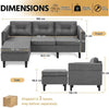 3Seater Corner Sofa &Ottoman Fabric Upholstered LivingRoom L-shape Chaise Lounge