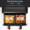 8-in-1 Air Fryer Double Digital Display Rapid Healthy Cooker Dual Basket 9L XXL