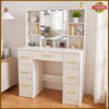 Dressing Table With LED Light Mirror 7 Drawers Shelves Vanity Makeup Desk Set