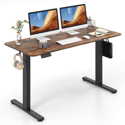 140 x 60 cm Height Adjustable Desk Electric Standing Desk Home Office Brown