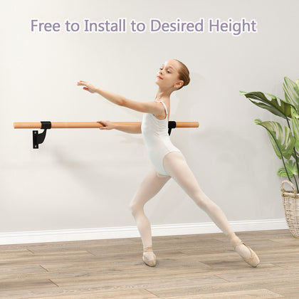 4 FT Single Ballet Bar Dance Yoga Exercise Equipment Wall-Mounted Ballet Barre
