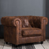 Deep Buttons Tan Distressed Leather Armchair Chesterfield Sofa Tub Accent Chairs