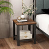 Costway 2-Tier End Table Square Sofa Side Table Heavy-duty Metal Fram